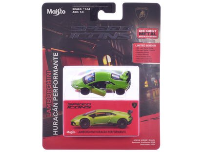 Maisto Lamborghini Huracan Performante Green "Speed Icons" Series 1/64 Diecast Model Car by <h2>Lamborghini Maisto</h2> <p>High-quality perfect for collectors and enthusiasts. Features detailed interi