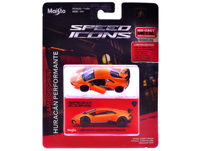 Maisto Lamborghini Huracan Performante Orange "Speed Icons" Series 1/64 Diecast Model Car by <h2>Lamborghini Maisto</h2> <p>High-quality perfect for collectors and enthusiasts. Features detailed inter