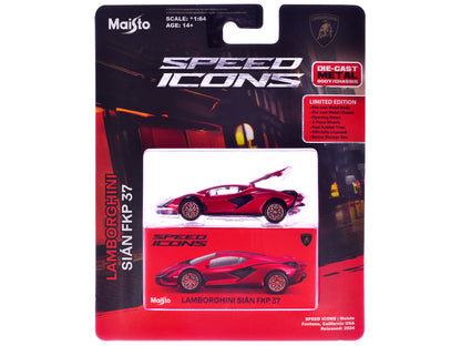 Maisto Lamborghini Sian FKP 37 Red Metallic "Speed Icons" Series 1/64 Diecast Model Car by <h2>Lamborghini Maisto</h2> <p>High-quality perfect for collectors and enthusiasts. Features detailed interio