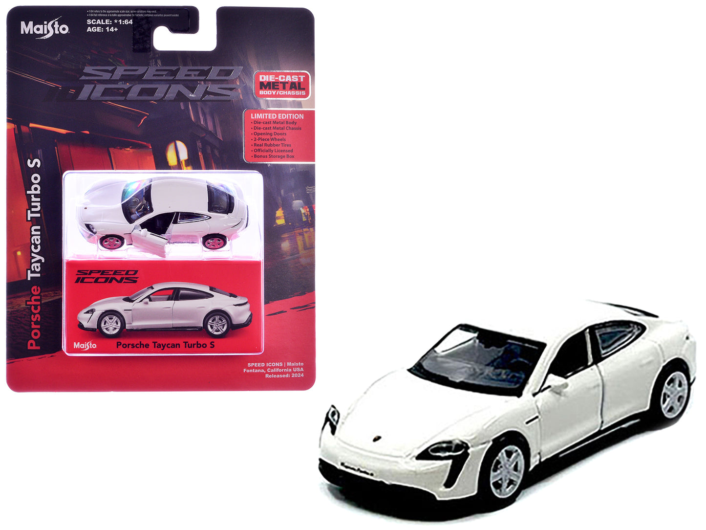 Maisto Porsche Taycan Turbo S White "Speed Icons" Series 1/64 Diecast Model Car by <h2>Porsche Maisto</h2> <p>High-quality perfect for collectors and enthusiasts. Features detailed interior exterior c