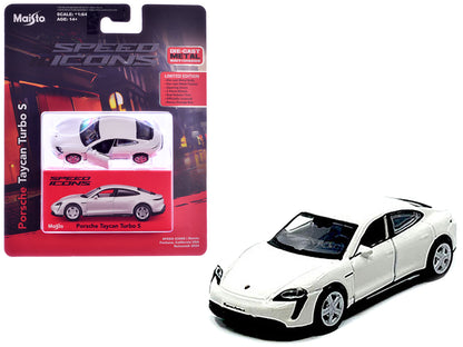 Maisto Porsche Taycan Turbo S White "Speed Icons" Series 1/64 Diecast Model Car by <h2>Porsche Maisto</h2> <p>High-quality perfect for collectors and enthusiasts. Features detailed interior exterior c
