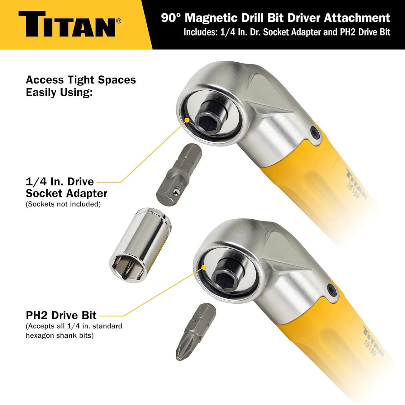 Titan Tools 90 Degree Magnetic Right Angle Drill Attachment
