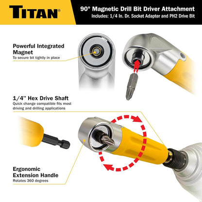Titan Tools 90 Degree Magnetic Right Angle Drill Attachment