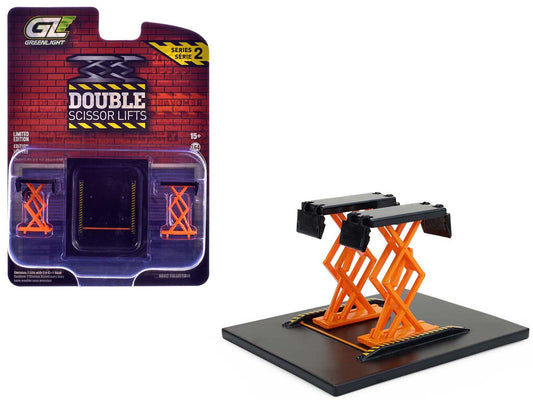 Automotive Double Scissor Lift Black and Orange "Double Scissor Lifts" Series 2 1/64 T&y Diecast Model by Greenlight