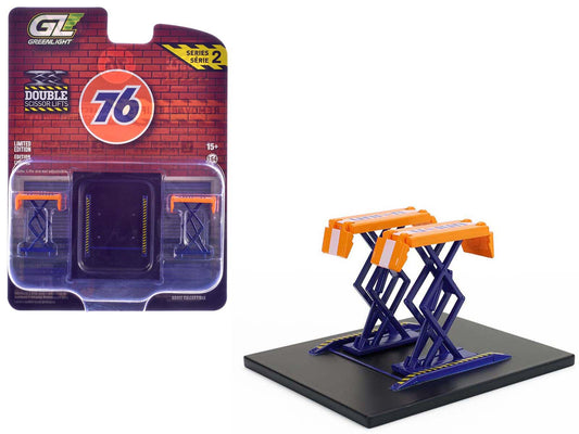 Automotive Double Scissor Lift "Union 76" Orange and Blue "Double Scissor Lifts" Series 2 1/64 T&y Diecast Model by Greenlight