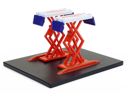 GreenLight Automotive Double Scissor Lift "Chevron" White and Red "Double Lifts" Series 2 1/64 Diecast Model by <h2>Automotive Greenlight</h2> <p>High-quality car perfect for collectors enthusiasts. F
