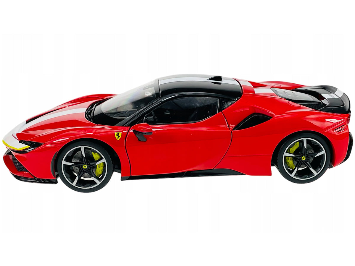 Ferrari SF90 Stradale Assetto Fiorano Red White 1/18 Diecast Model Car - Bburago