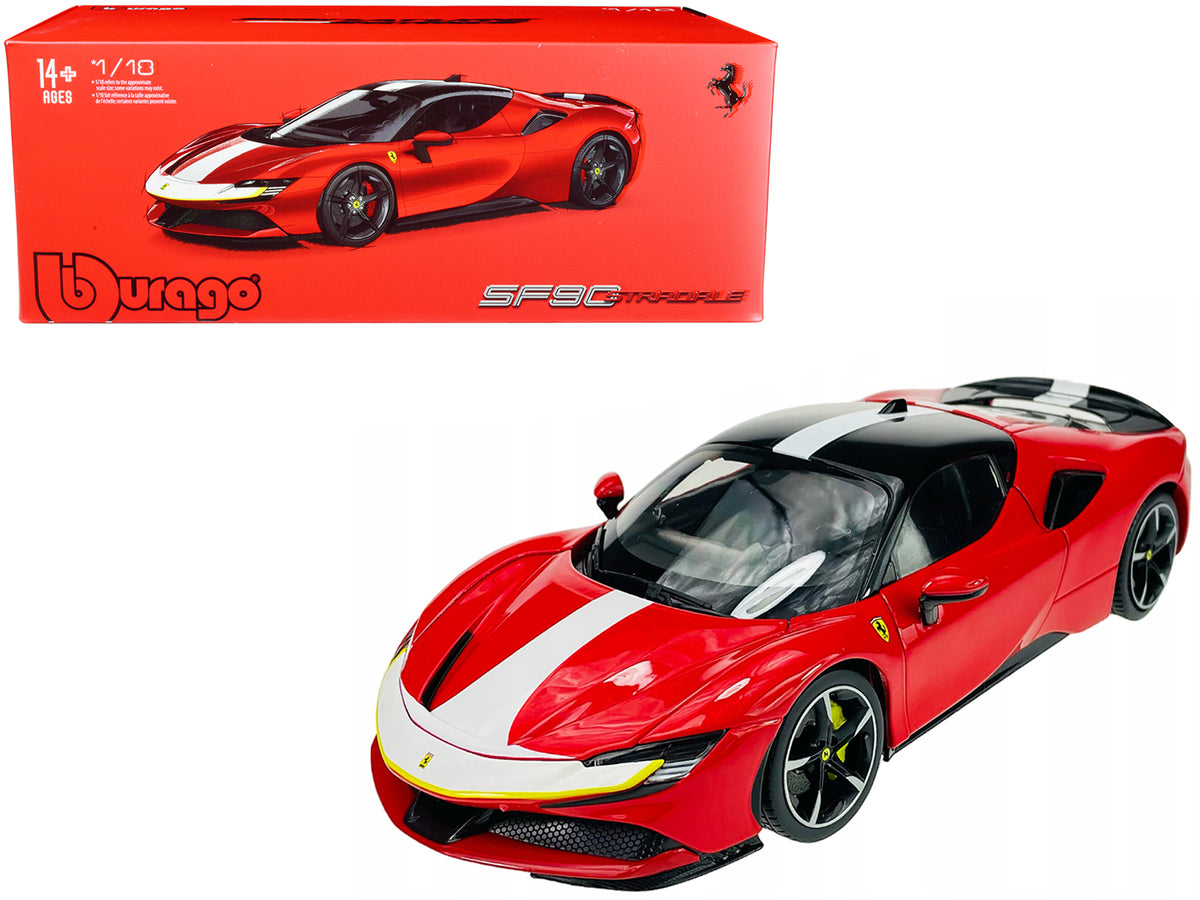 Ferrari SF90 Stradale Assetto Fiorano Red White 1/18 Diecast Model Car - Bburago