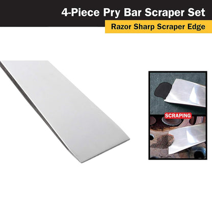 Titan Stainless Steel Pry Bar Scraper Set (4 Piece Set)