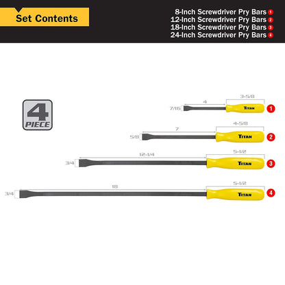 Titan 4 pc Pry Bar Set