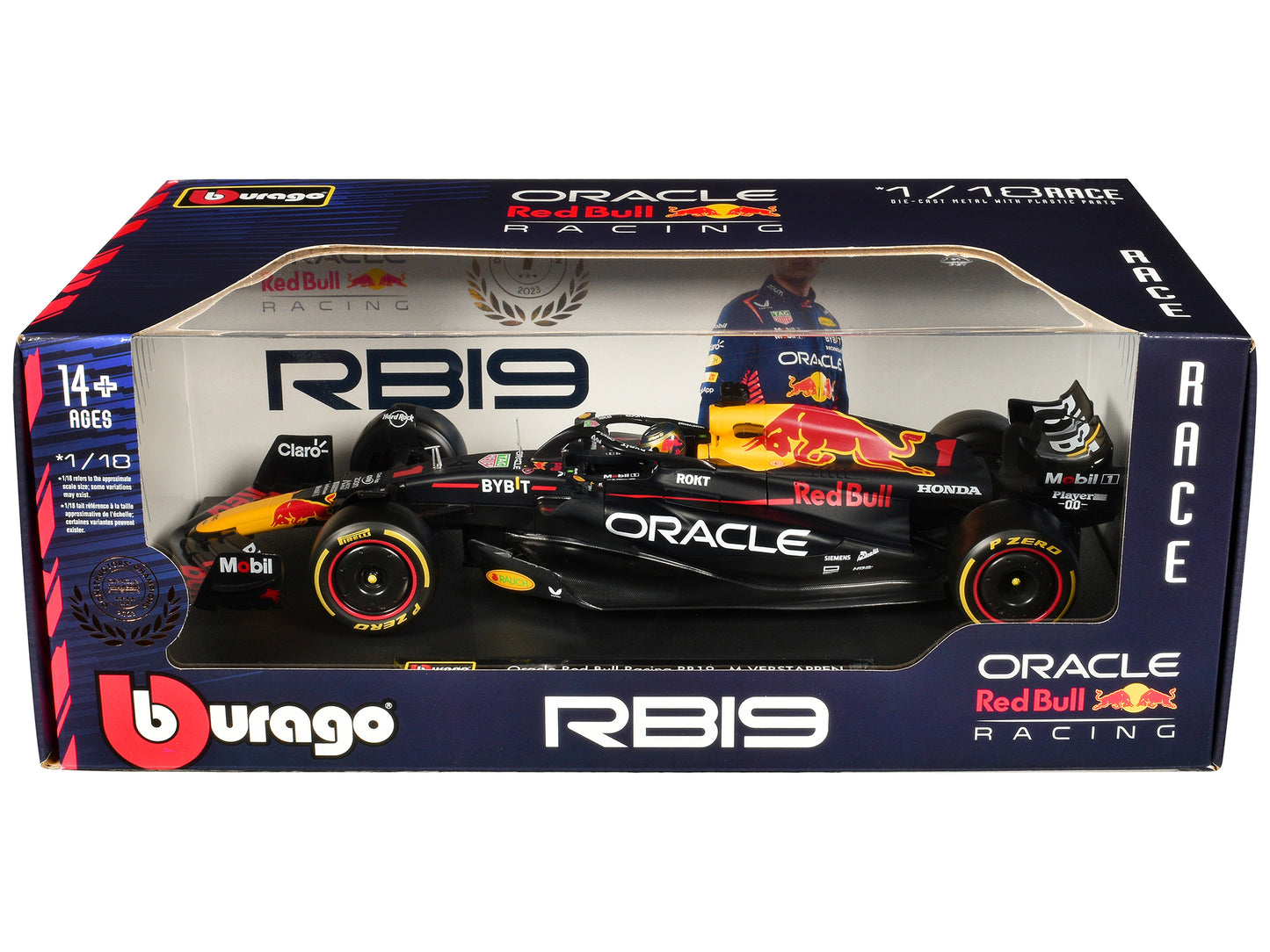 Red Bull Racing RB19 #1 Max Verstappen "Oracle" Champion Formula One F1 World Championship (2023) "Race" Series 1/18 T&y Diecast Model Car by Bburago