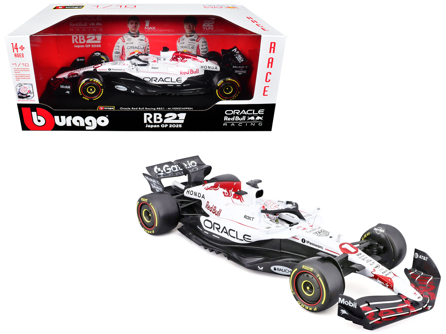 Red Bull Racing RB21 #1 Max Verstappen "Oracle" Winner Formula One F1 "Japanese GP" (2025) "Race" Series 1/18 Diecast Model Car by Bburago