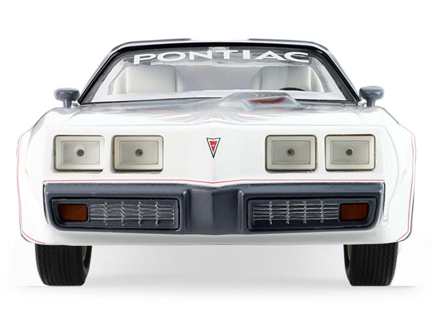 GreenLight 1980 Pontiac Firebird Trans Am T/A "Official Pace Car 58th Annual Pikes Peak Auto Hill Climb" White with Gray Top and Hood Graphics Interior 1/24 Diecast Model by <h2>1980 Greenlight</h2> <