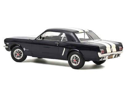 1965 Ford Mustang Hardtop Coupe Nightmist Blue Metallic with White Stripes 1/18 Diecast Model Car by Norev
