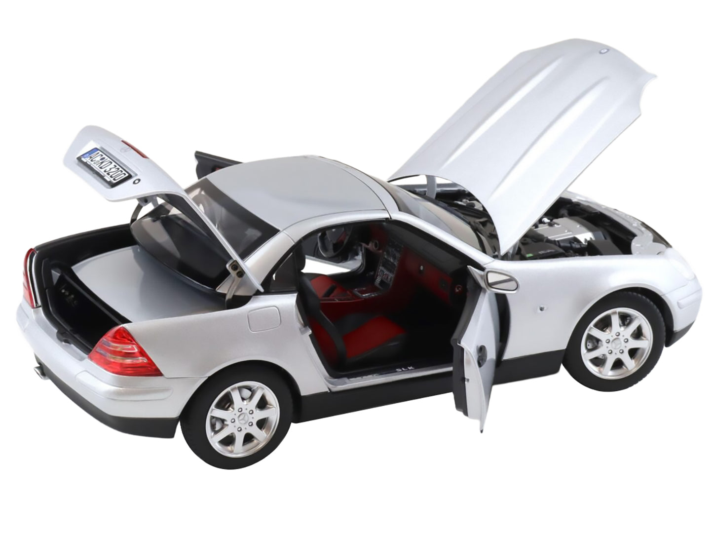 1996 Mercedes-Benz SLK Convertible Brilliant Silver Metallic 1/18 Diecast Model Car by Norev
