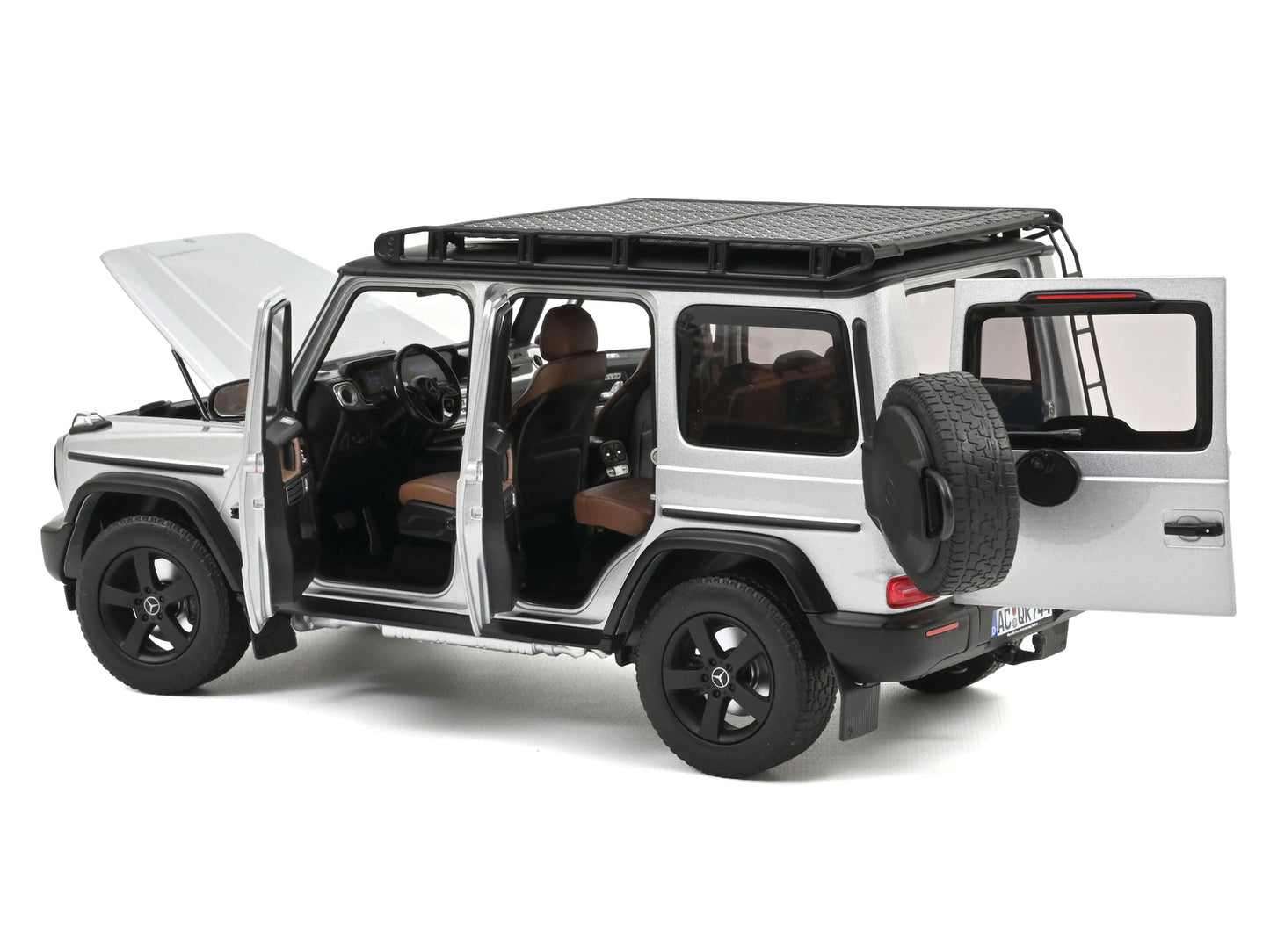 2024 Mercedes-Benz G-Class Professional Iridium Silver Metallic with Black Top and Roof Rack 1/18 Diecast Model Car by Norev