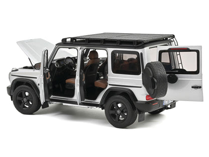 2024 Mercedes-Benz G-Class Professional Iridium Silver Metallic with Black Top and Roof Rack 1/18 Diecast Model Car by Norev