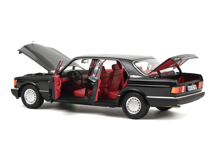 1991 Mercedes-Benz 560 SEL Type W126 Black with Red Interior 1/18 Diecast Model Car by Norev