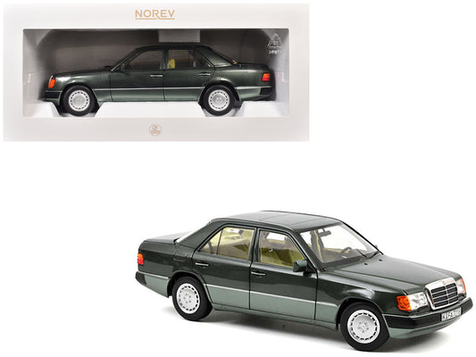 1990 Mercedes-Benz 230 E Night Green Metallic with Green Interior 1/18 T&y Diecast Model Car by Norev
