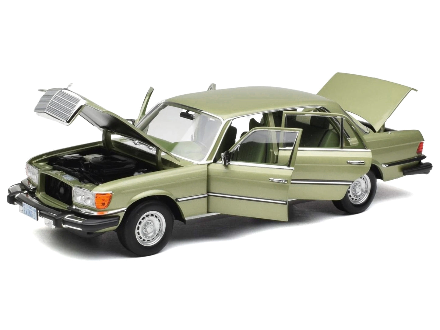 1979 Mercedes-Benz 450 SEL (US Version) Silver Green Metallic with Green Interior 1/18 T&y Diecast Model Car by Norev