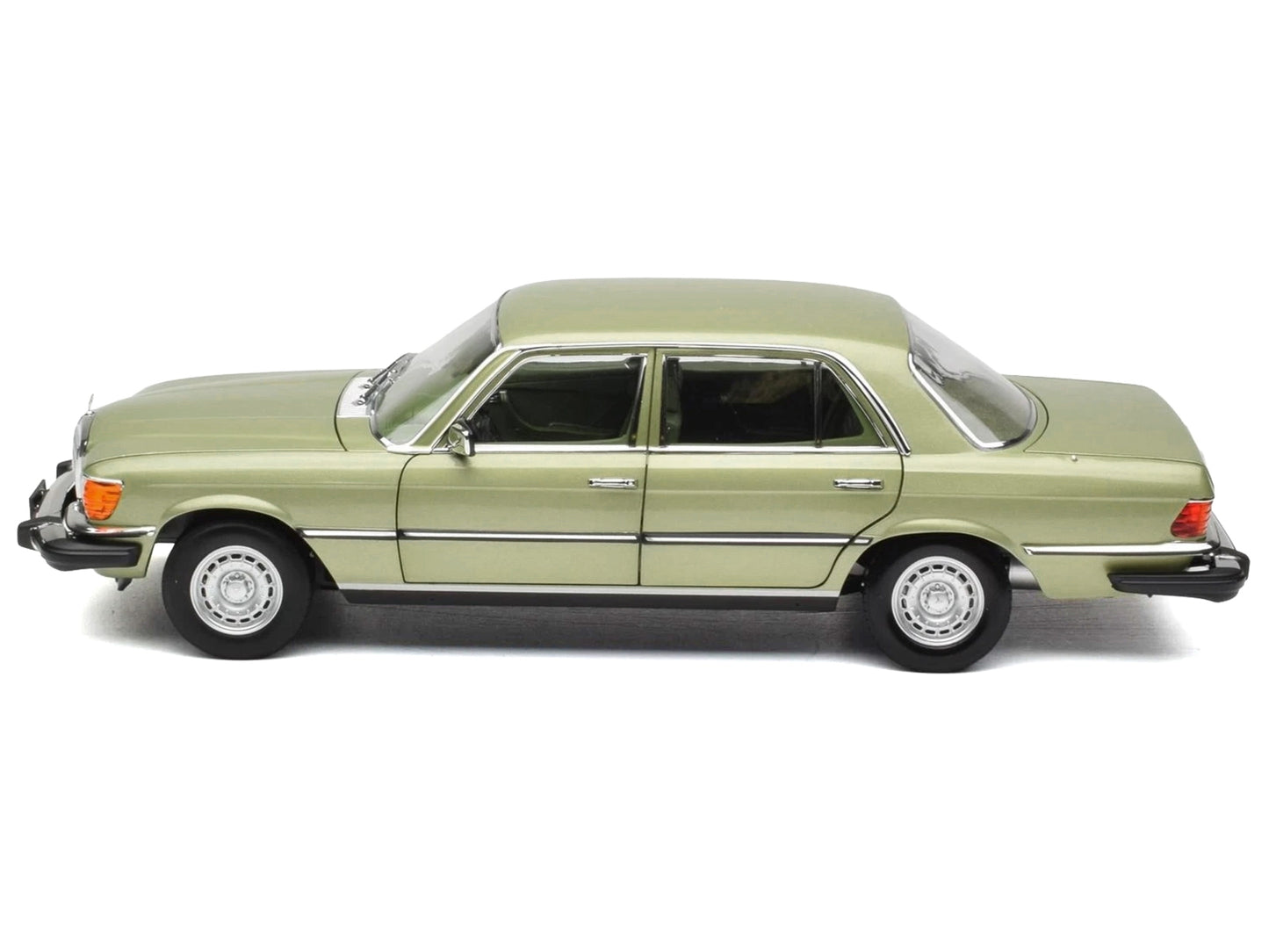 1979 Mercedes-Benz 450 SEL (US Version) Silver Green Metallic with Green Interior 1/18 T&y Diecast Model Car by Norev
