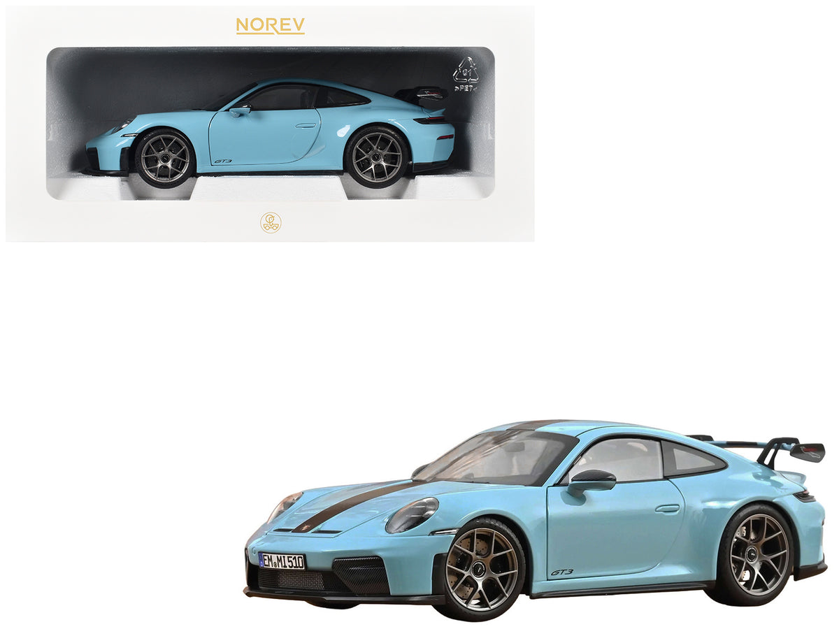 2025 Porsche 911 GT3 with Weissach Pack Gulf Blue Carbon Stripe 1/18 Diecast
