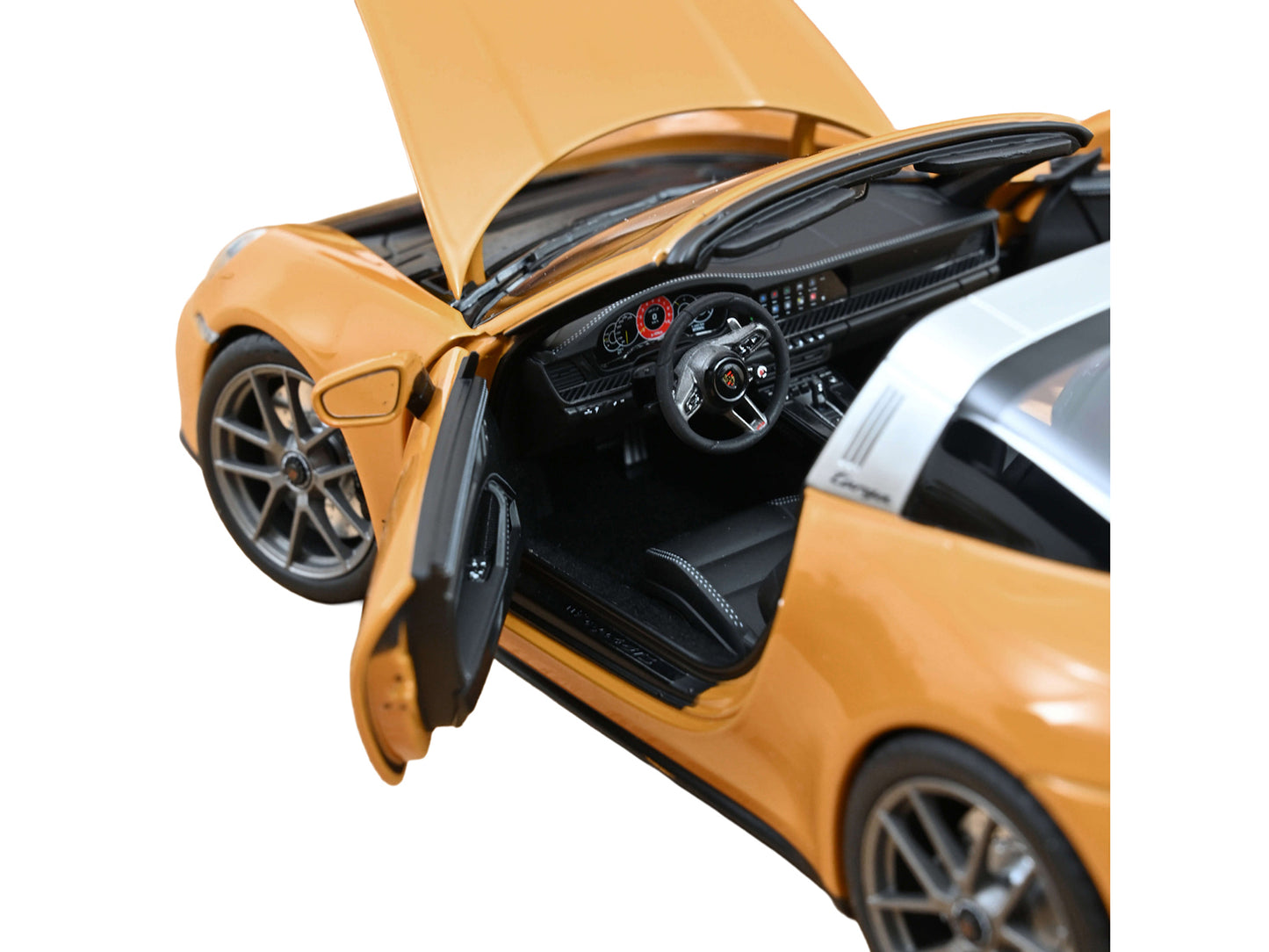 2024 Porsche 911 Targa Bahama Yellow with Black Stripes 1/18 Diecast Model Car by Norev