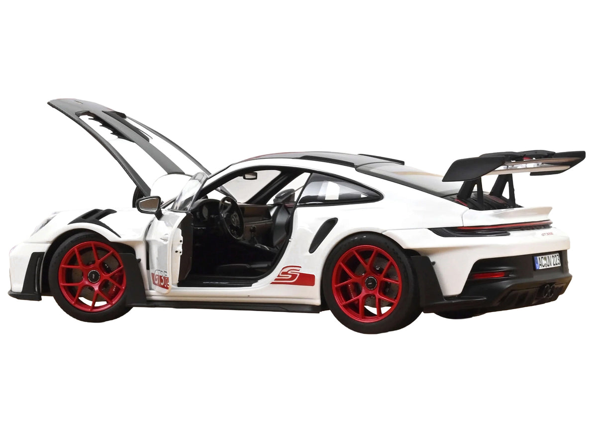 2022 Porsche 911 GT3 RS Weissach Pack Carbon Hood Top Pyro Stripes Wheels 1/18