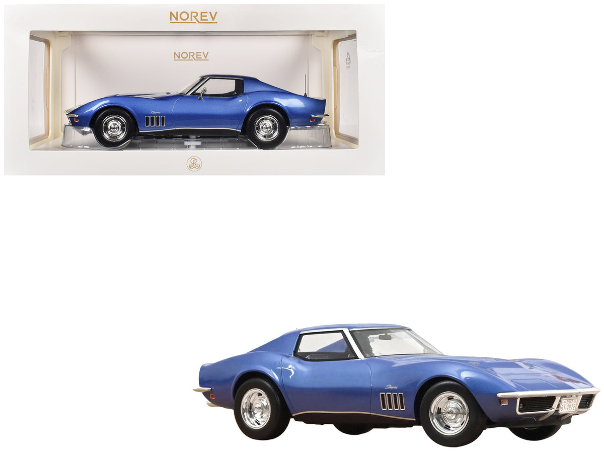 1969 Chevrolet Corvette Coupe Le Mans Blue Metallic Blue Interior 1/18 Diecast