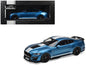 2022 Ford Mustang Shelby GT500 Blue Metallic with White Stripes 1/18 Diecast Model Car by IXO Models