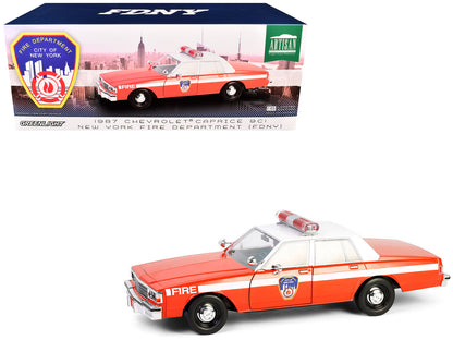 GreenLight 1987 Chevrolet Caprice 9C1 "FDNY (The Official Fire Department City of New York)" Red with White Top and Stripes "Artisan Collection" 1/18 Diecast Model Car by <h2>1987 Greenlight</h2> <p>H