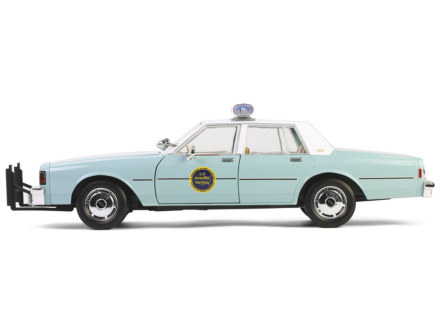 GreenLight 1987 Chevrolet Caprice 9C1 "US Border Patrol" Light Green with White Top "Artisan Collection" 1/18 Diecast Model Car by <h2>1987 Greenlight</h2> <p>High-quality perfect for collectors and e