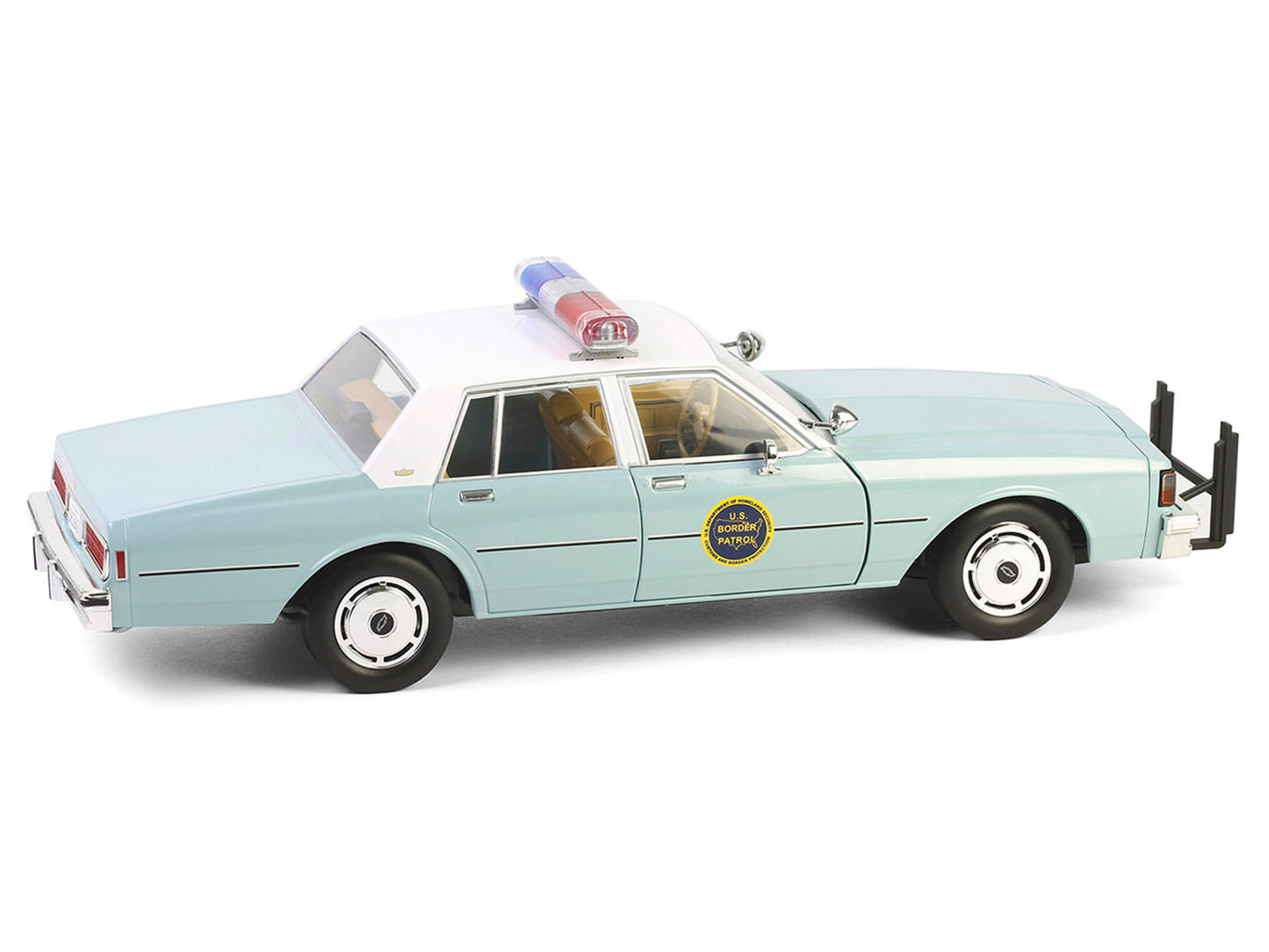 GreenLight 1987 Chevrolet Caprice 9C1 "US Border Patrol" Light Green with White Top "Artisan Collection" 1/18 Diecast Model Car by <h2>1987 Greenlight</h2> <p>High-quality perfect for collectors and e