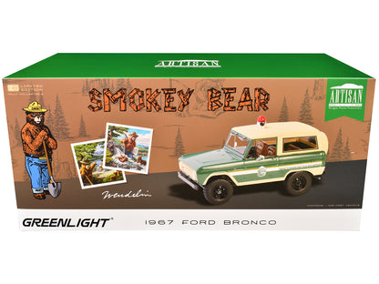 GreenLight 1967 Ford Bronco "Smokey Bear Forest Ranger" Green and Cream with White Stripes "Artisan Collection" 1/18 Diecast Model Car by <h2>1967 Greenlight</h2> <p>High-quality perfect for collector