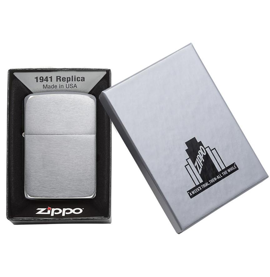 Zippo Windproof Lighter L&M 1941 Replica Brushed Chrome