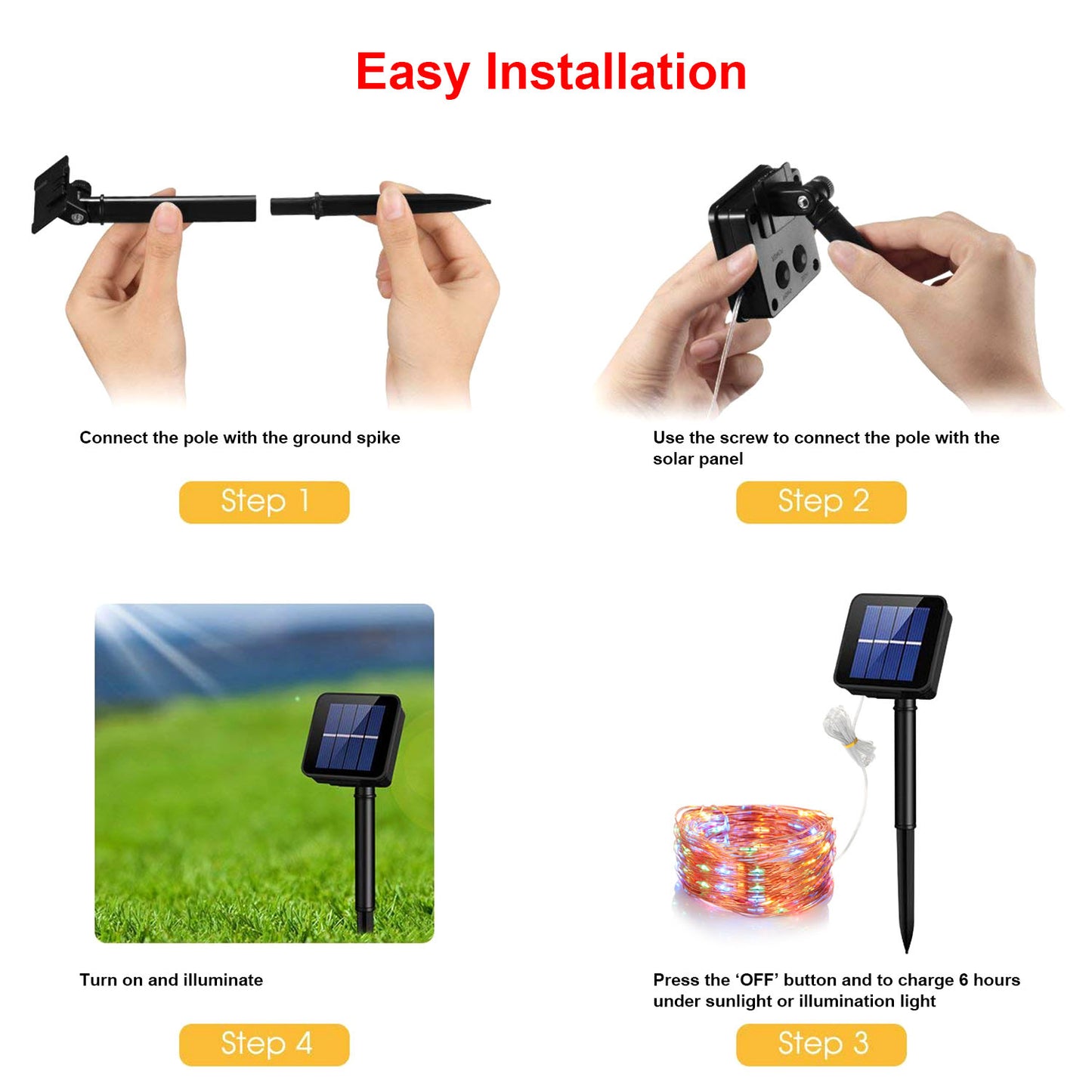 100 Leds Solar String Lights Outdoor Ip65 Waterproof Copper Wire Led Fairy Lamp