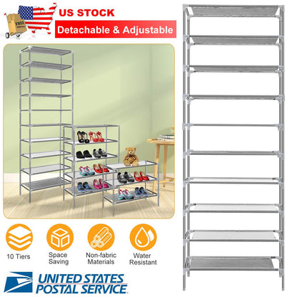 10 Tiers Shoes Rack Shelves 27 Pairs Storage Organizer Stand Non-Woven Fabric D