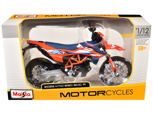 2023 KTM 690 SMC R Orange and Blue 1/12 T&y Diecast Motorcycle Model by Maisto
