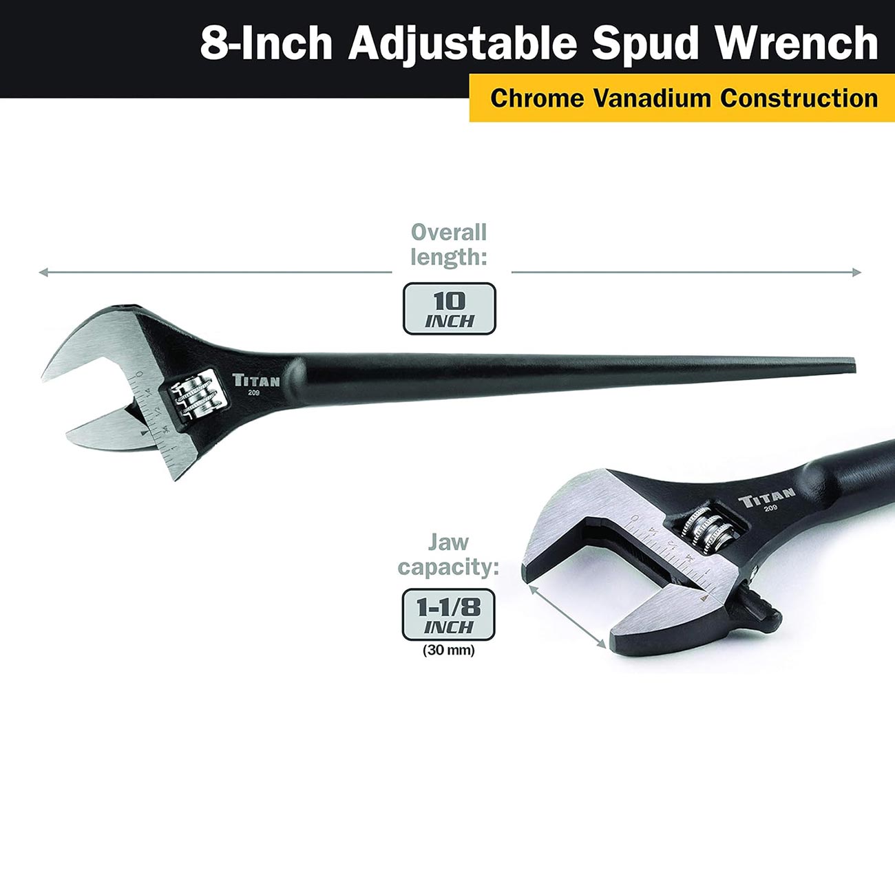 Titan Tool 8 in Adjustable Construction Wrench