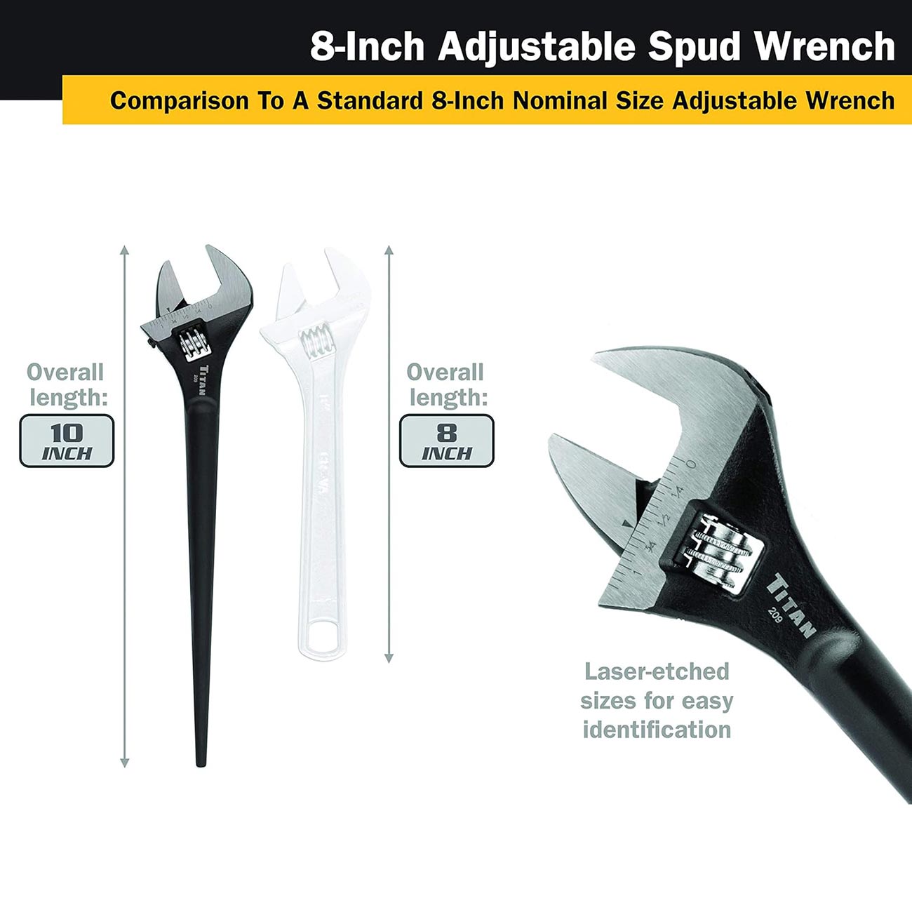 Titan Tool 8 in Adjustable Construction Wrench