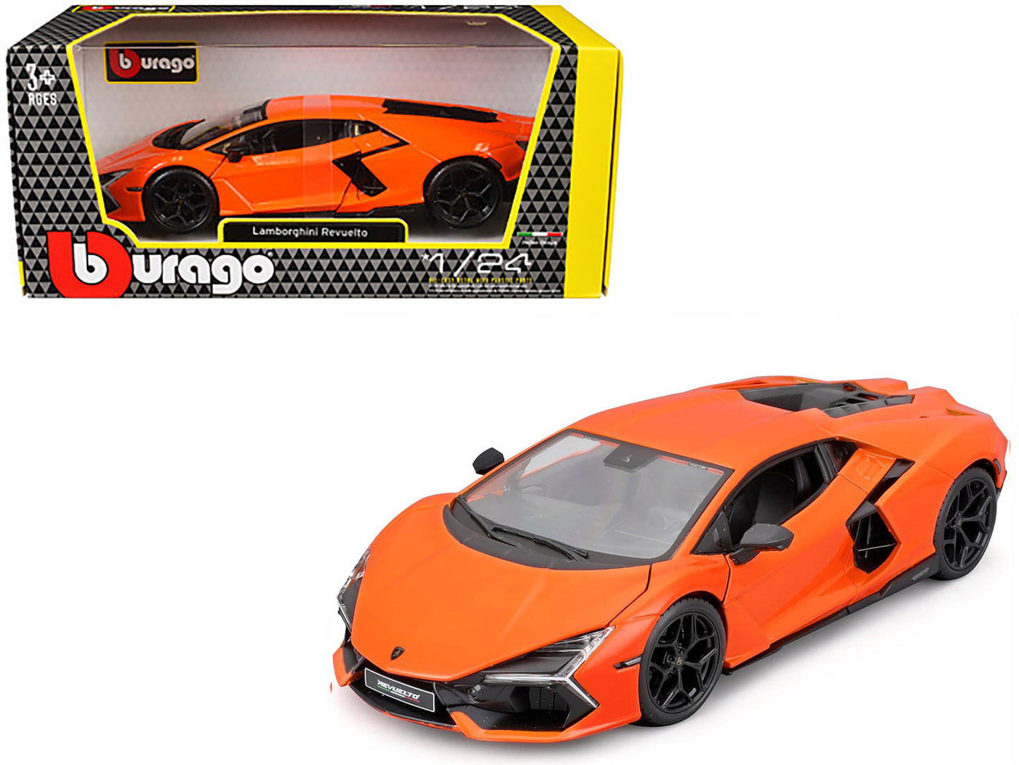 Lamborghini Revuelto Orange "Italian Design" Series 1/24 T&y Diecast Model Car by Bburago