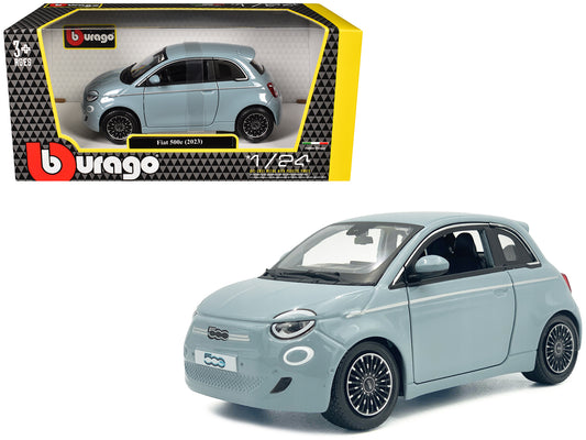 2023 Fiat 500e Light Blue 1/24 T&y Diecast Model Car by Bburago