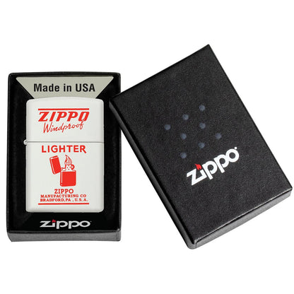 Zippo Vintage Ad Zippo Windproof in Red - White Matte