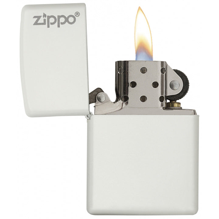 Zippo Windproof Lighter Classic L&M White Matte Zippo Logo