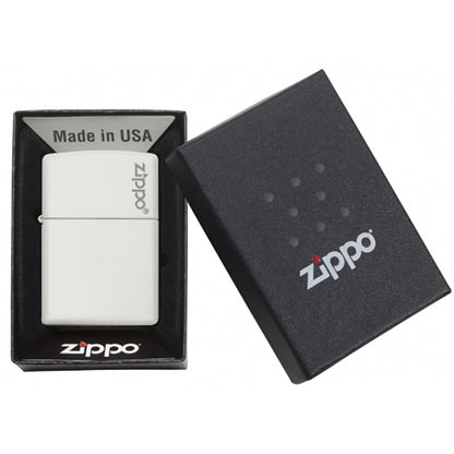 Zippo Windproof Lighter Classic L&M White Matte Zippo Logo