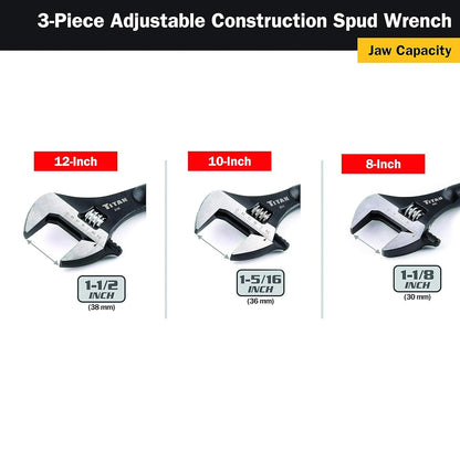 Titan Tool 3 pc Adjustable Construction Wrench Set