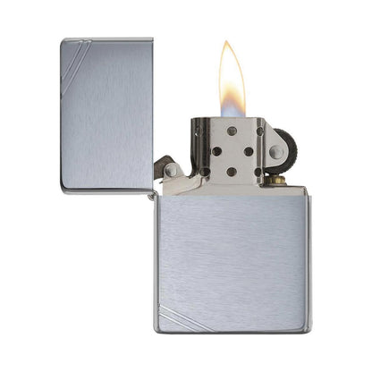 Zippo Windproof Lighter Brushed L&M Chrome Vintage with Slashes