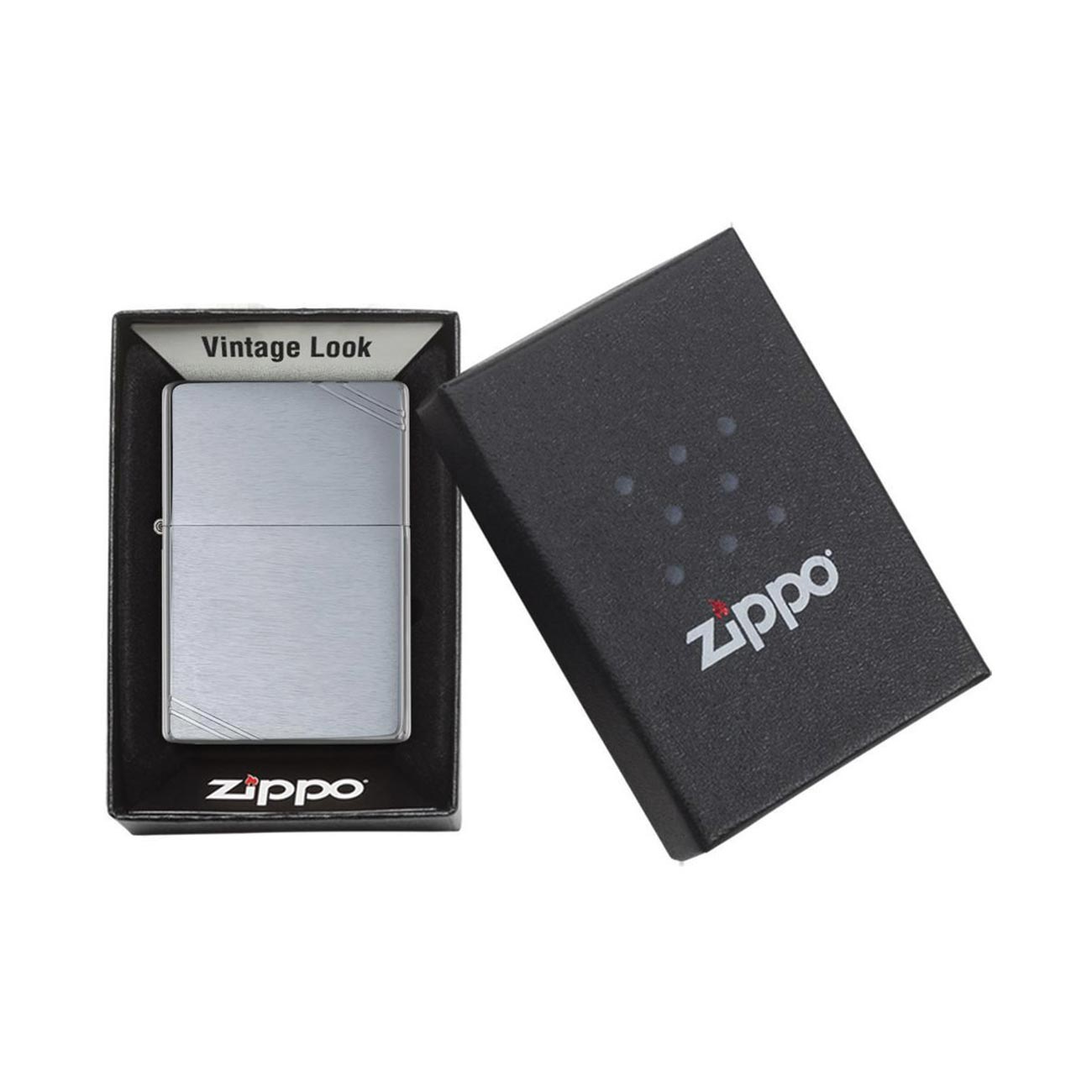 Zippo Windproof Lighter Brushed L&M Chrome Vintage with Slashes