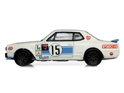 1972 Nissan Skyline 2000 GT-R (KPGC10) RHD (Right Hand Drive) #15 Kunimitsu Takahashi "50th Victory" White with Blue Stripe "Tokyo Torque" Series 10 1/64 T&y Diecast Model Car by Greenlight