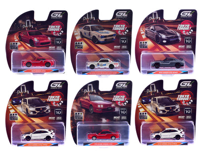 "Tokyo Torque" Series 10 Set of 6 pieces 1/64 T&y Diecast Model Cars by Greenlight